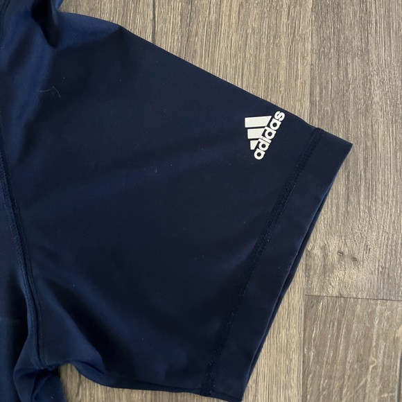 2/$30 Adidas navy men’s polo dri fit golf large white logo stripes blue - Picture 5 of 5